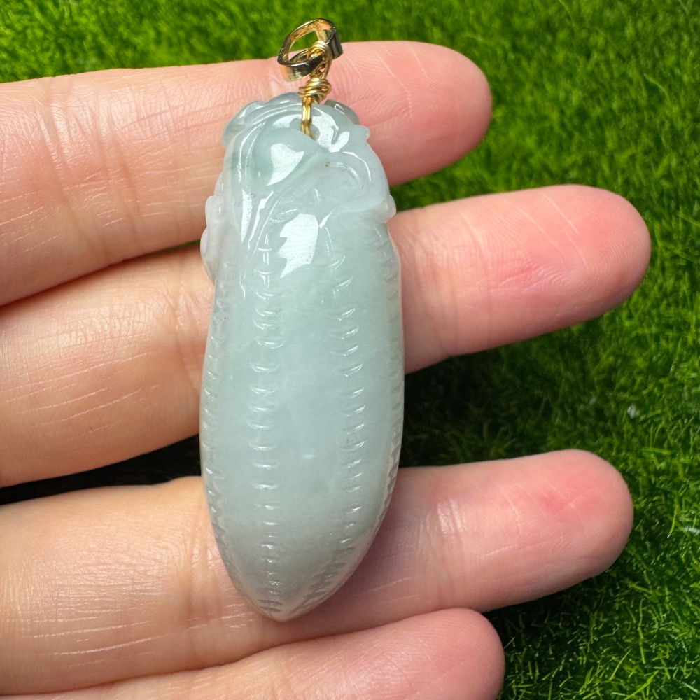 [ 特價出清] 天然緬甸 A 貨翡翠  福瓜 特色件 如意 圓潤飽滿 立體雕功-細節圖5