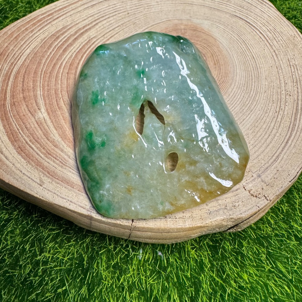 [ 特色收藏] 天然緬甸 A 貨翡翠 黃加綠 悟道 陽綠色-細節圖2