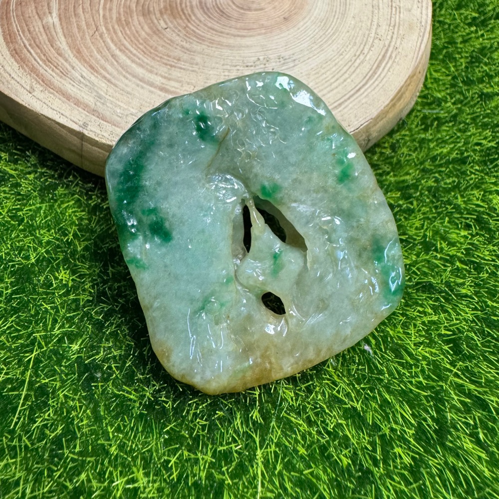 [ 特色收藏] 天然緬甸 A 貨翡翠 黃加綠 悟道 陽綠色-細節圖6