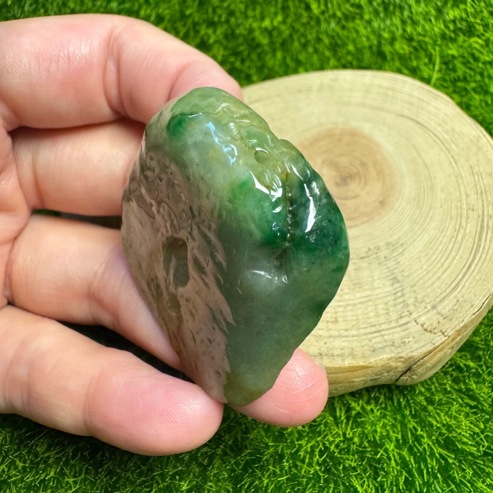 [ 特色收藏] 天然緬甸 A 貨翡翠 黃加綠 悟道 陽綠色-細節圖9