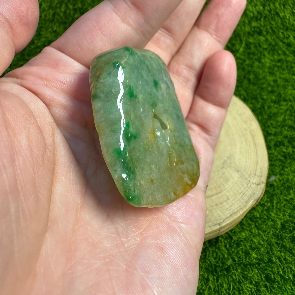 [ 特色收藏] 天然緬甸 A 貨翡翠 黃加綠 悟道 陽綠色-細節圖10
