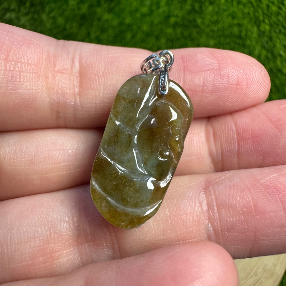 [ 收藏精品] 天然緬甸 A 貨翡翠 藍水帶冰黃翡 三腳金蟾 招財墜 含 s925 銀扣-細節圖5