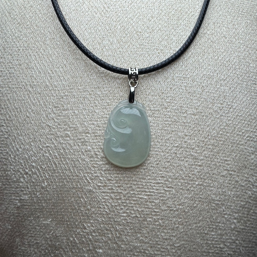 [ 收藏精品] 天然緬甸 A 貨翡翠 冰種小如意  含 s925 銀扣頭-細節圖4