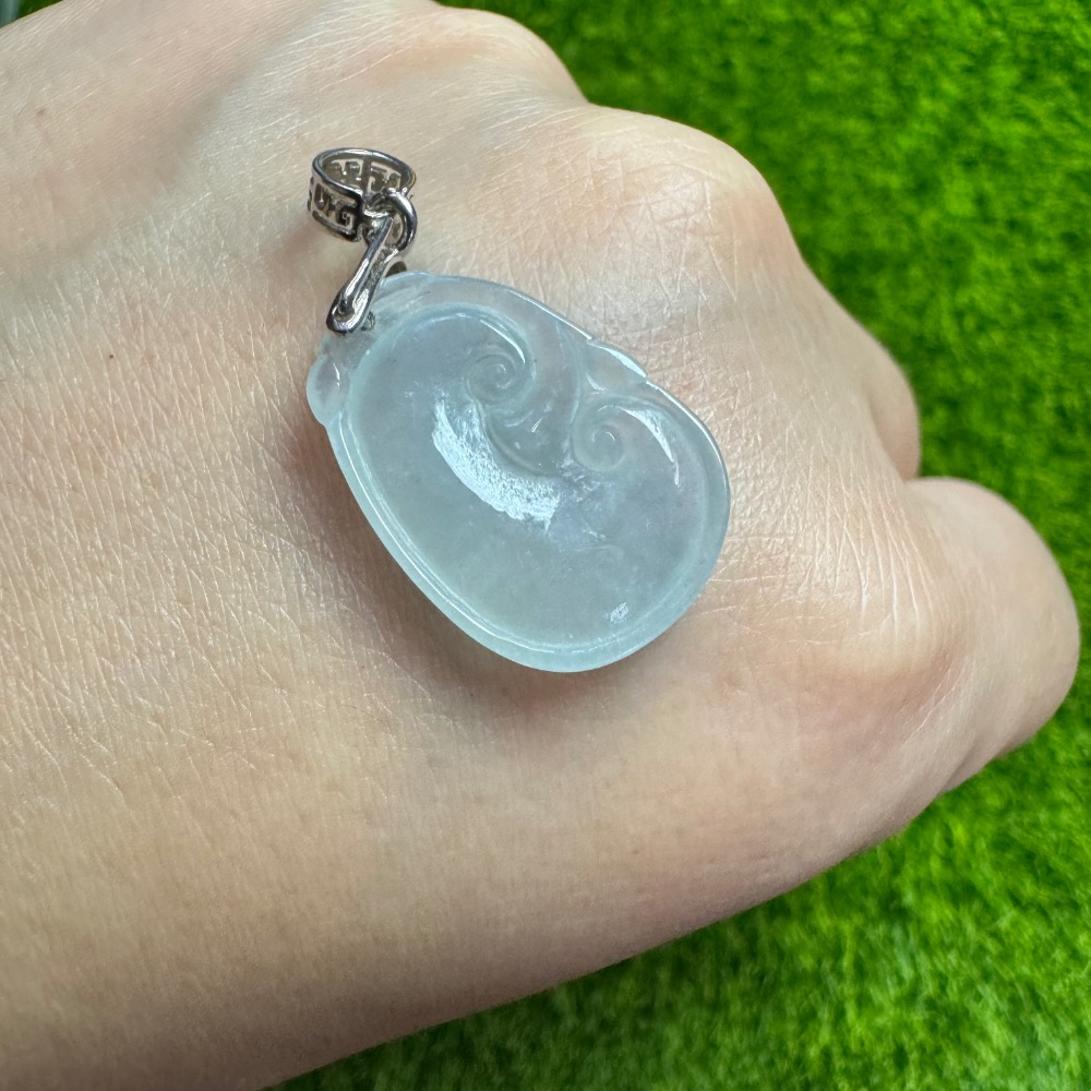 [ 收藏精品] 天然緬甸 A 貨翡翠 冰種小如意  含 s925 銀扣頭-細節圖6