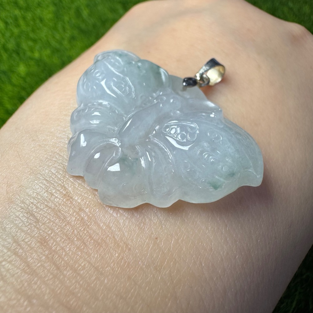 [買太多出清] 天然緬甸 A 貨翡翠 冰起膠飄花 蝴蝶-細節圖2