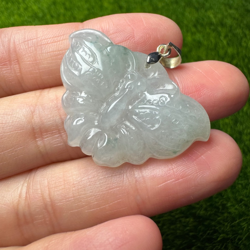 [買太多出清] 天然緬甸 A 貨翡翠 冰起膠飄花 蝴蝶-細節圖7