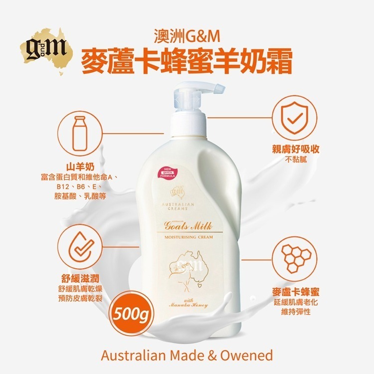 G&M 台灣公司貨 澳洲綿羊霜 250g 1kg (酪梨/維他命E/蜂蜜羊奶/鴯鶓)【風行小舖】-規格圖9