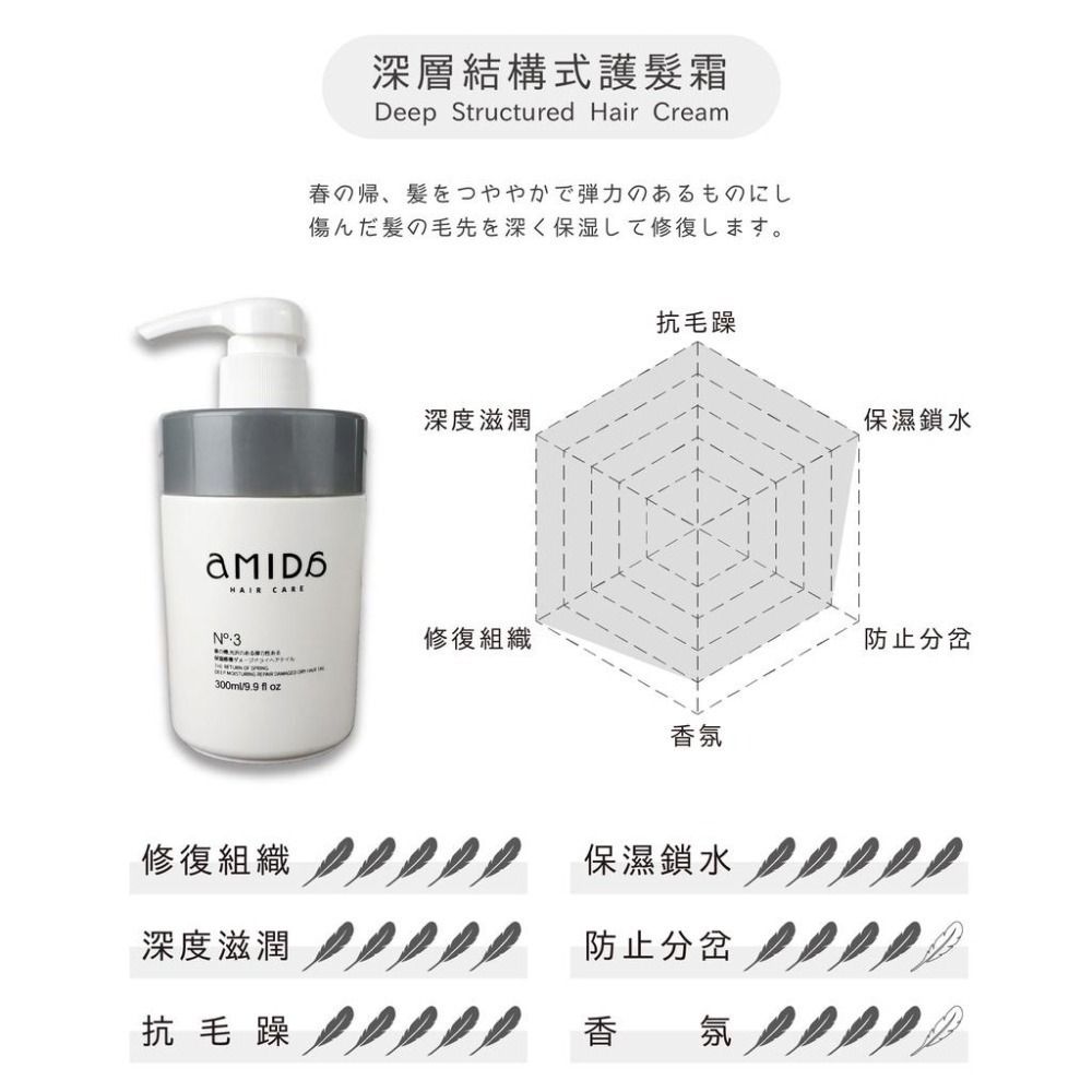 AMIDA 深層結構式護髮霜 300ml 結構霜 潤髮乳 護髮乳 抗毛躁 適用染燙髮【風行小舖】-細節圖10