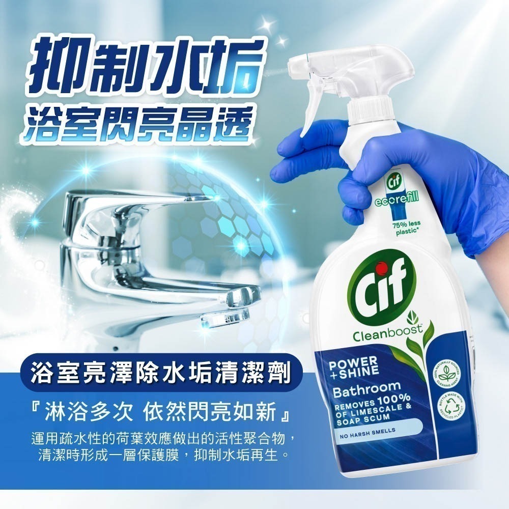 【限時購】Cif 晶杰 浴室亮澤除水垢清潔劑 浴室清潔劑 700ml 二入組/六入組【風行小舖】-細節圖2