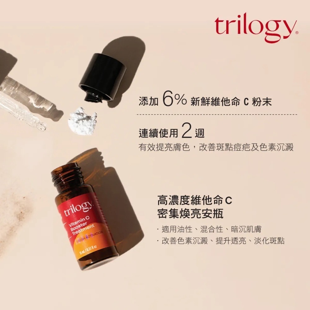 【限時購】紐西蘭 Trilogy 高濃度維他命C 密集煥亮安瓶 15ml 二入組-細節圖2