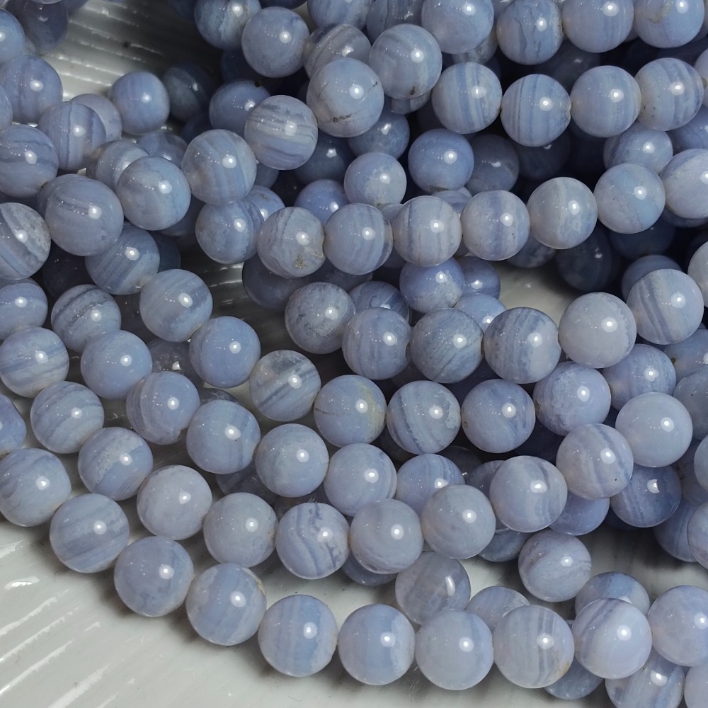 星河丸玉  | 條珠 | 蕾絲瑪瑙、天然藍紋瑪瑙 圓珠7mm整條38cm-細節圖3