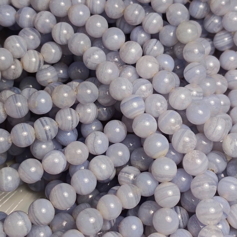 星河丸玉  | 條珠 | 蕾絲瑪瑙、天然藍紋瑪瑙 圓珠7mm整條38cm-細節圖4