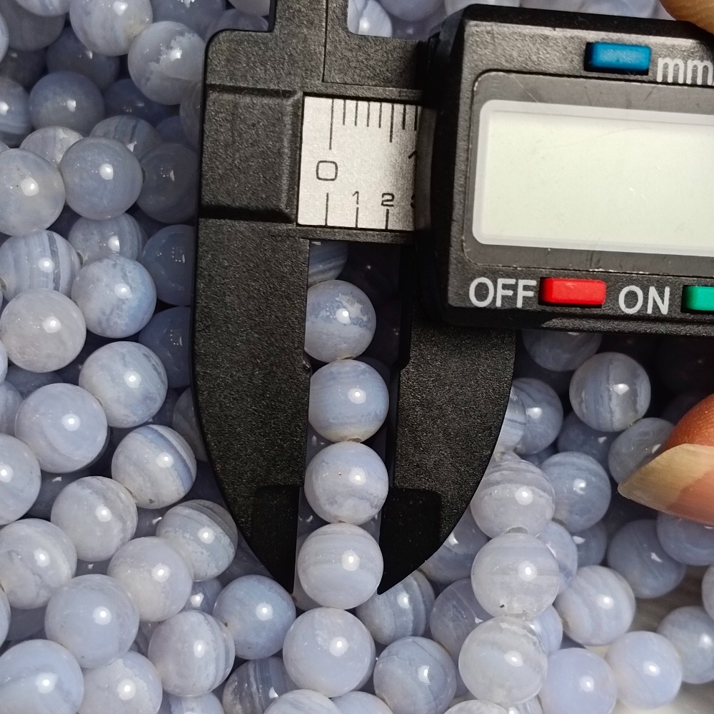 星河丸玉  | 條珠 | 蕾絲瑪瑙、天然藍紋瑪瑙 圓珠7mm整條38cm-細節圖5