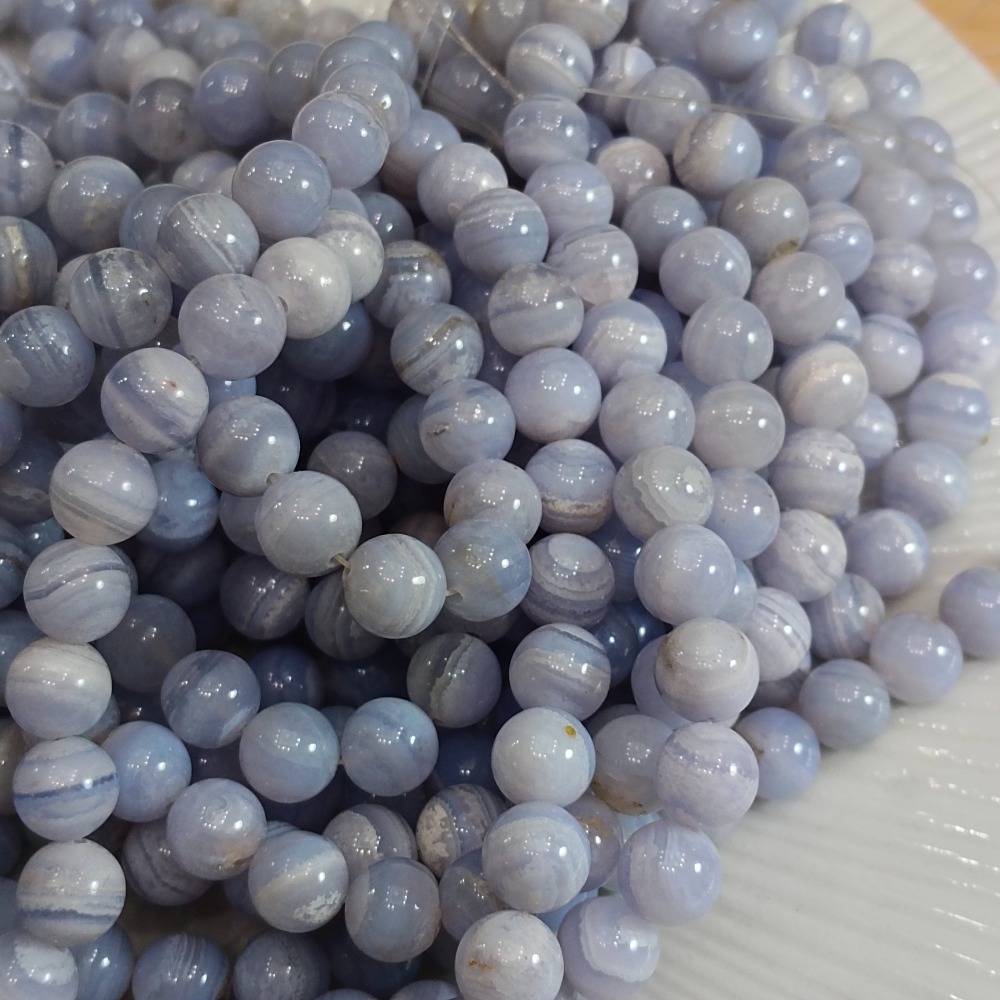 星河丸玉  | 條珠 | 蕾絲瑪瑙、天然藍紋瑪瑙 圓珠8mm整條38cm-細節圖4