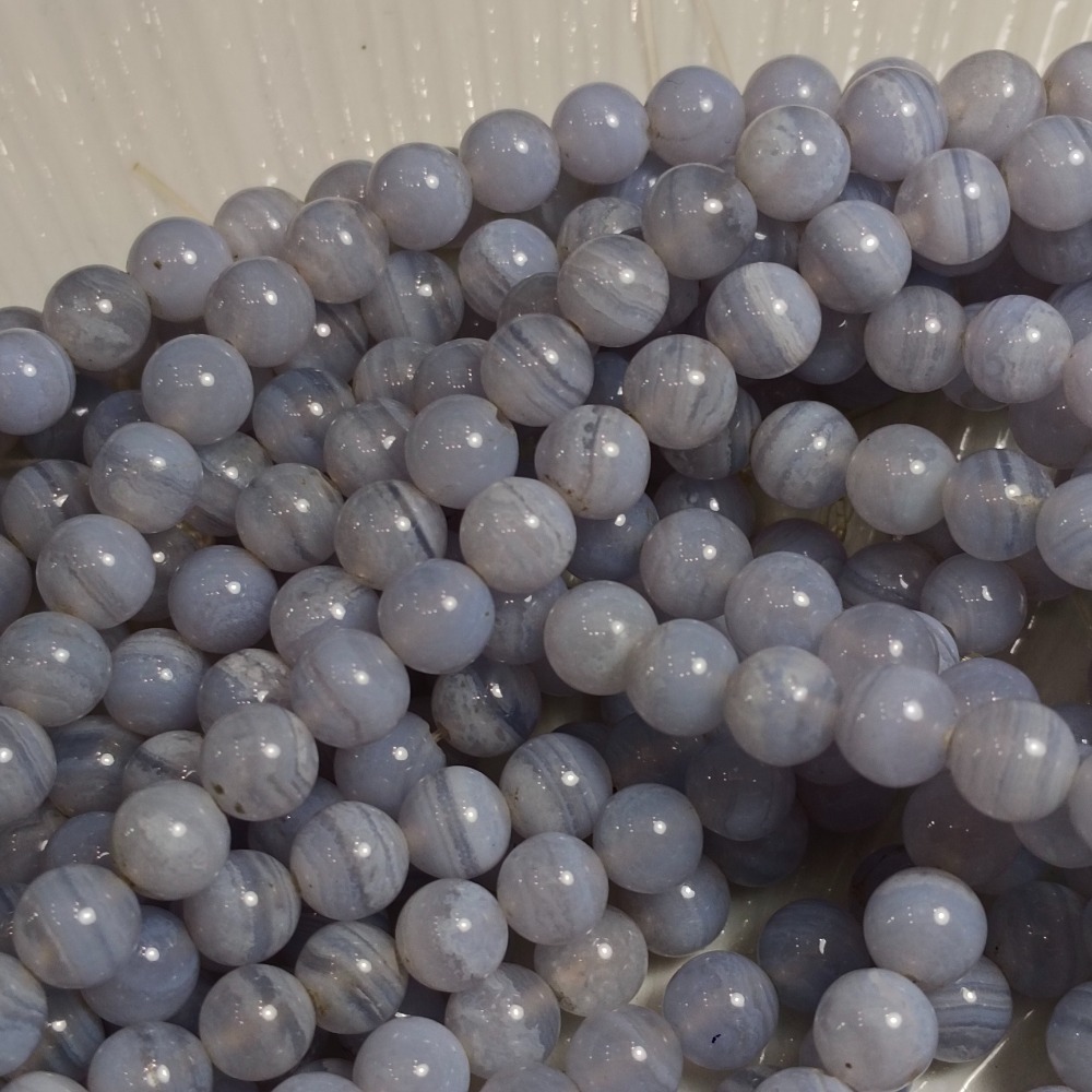 星河丸玉  | 條珠 | 蕾絲瑪瑙、天然藍紋瑪瑙 圓珠6mm整條38cm-細節圖4