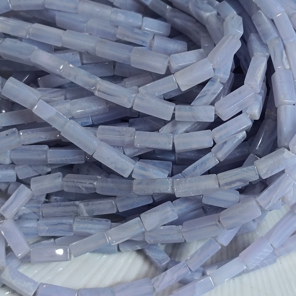 星河丸玉  | 條珠 | 蕾絲瑪瑙、天然藍紋瑪瑙 長方珠5×10mm整條38cm-細節圖2