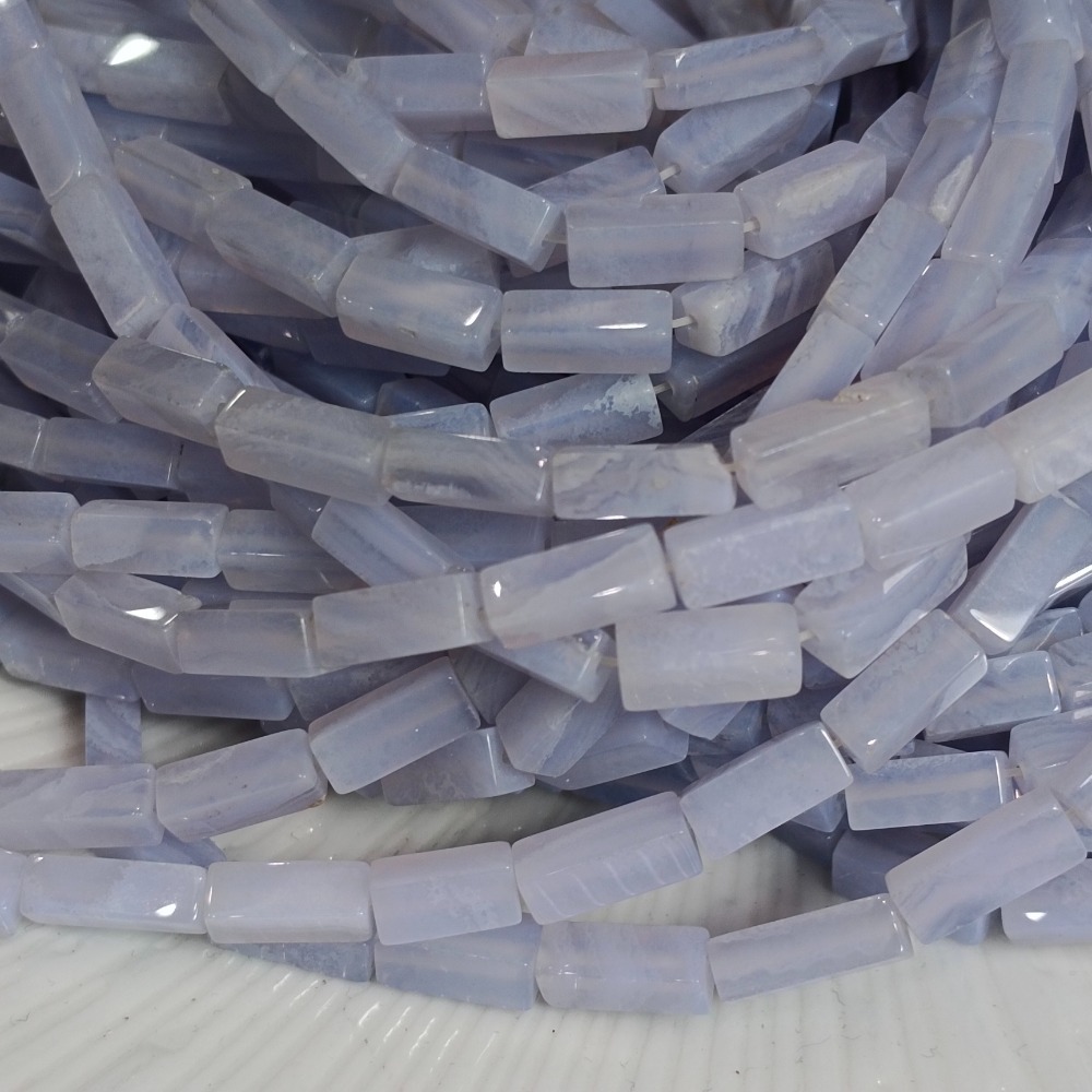 星河丸玉  | 條珠 | 蕾絲瑪瑙、天然藍紋瑪瑙 長方珠5×10mm整條38cm-細節圖3