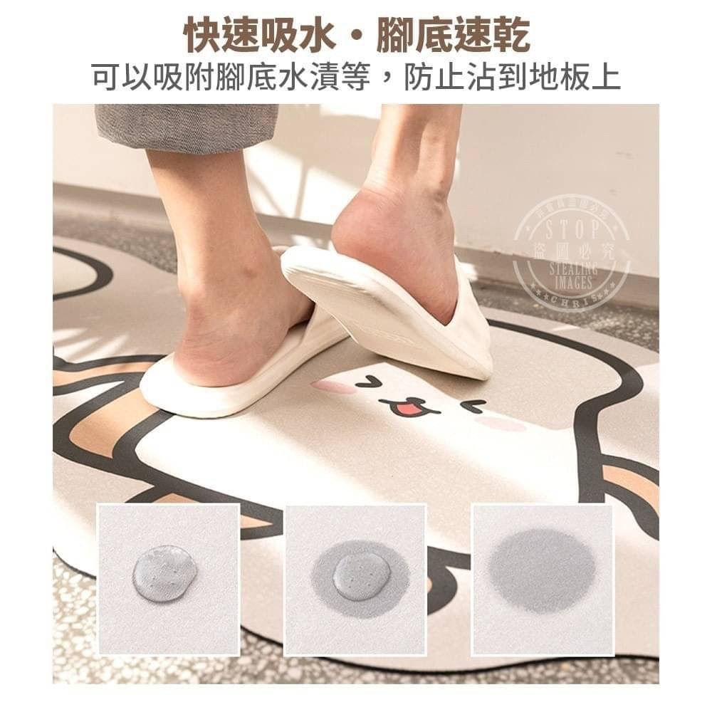 超萌卡通 大+小廚房吸水地墊(兩件組)-細節圖2