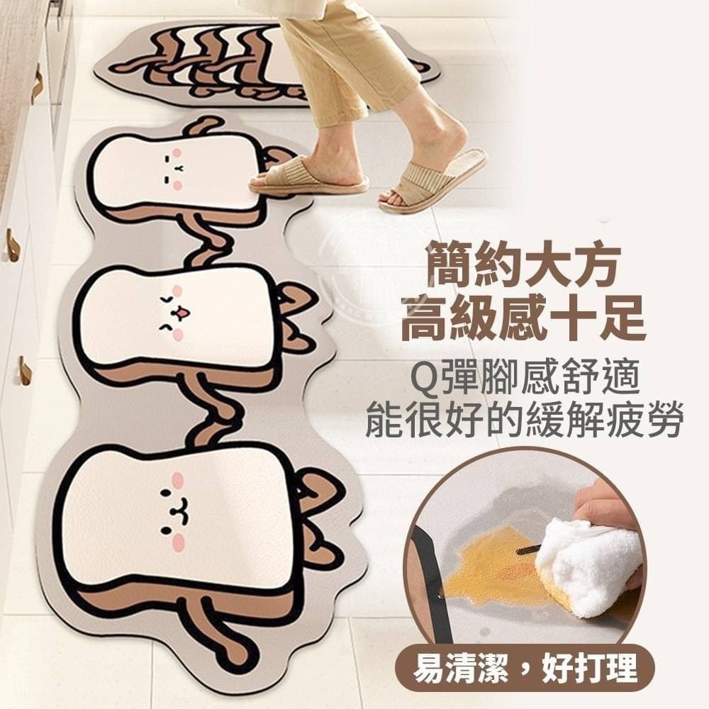超萌卡通 大+小廚房吸水地墊(兩件組)-細節圖3