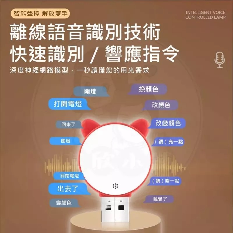 萌貓智能聲控語音小夜燈-細節圖4