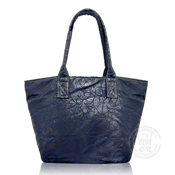 日系簡約波紋水餃手提包-深藍-大-細節圖2