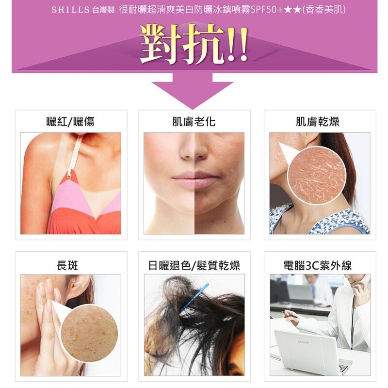 日本進口🇯🇵  抗UV夏日必備S HILLS 舒兒絲 很耐曬零油感防曬冰鎮噴霧SPF50+ PA++++-細節圖3