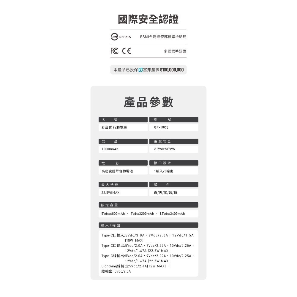 CB🌟 G’FIVE 10000mAh彩蛋寶‼️自帶線行動電源 輕巧 方便攜帶 台灣公司貨 韓國可 飛機可-細節圖11