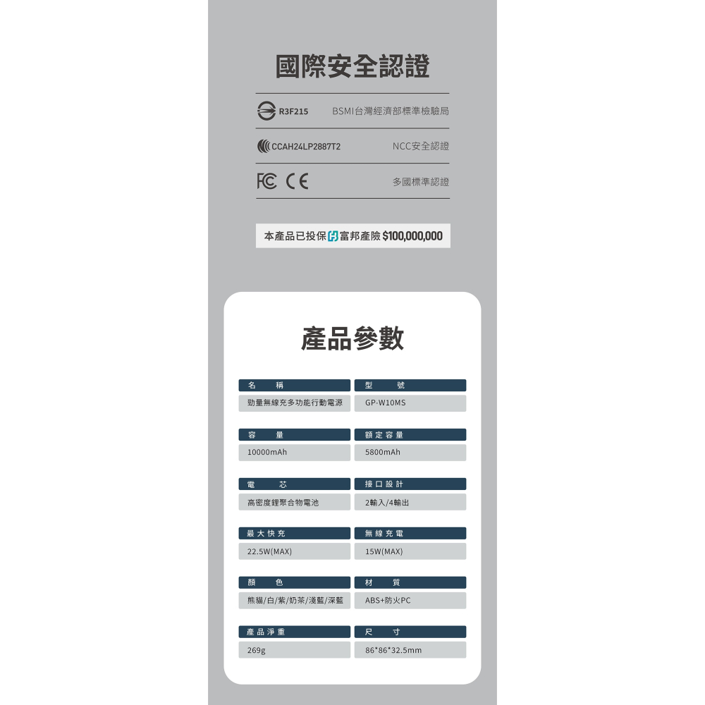 CB🌟G’FIVE 10000mAh磁吸無線充電多功能行動電源 (附贈收納包) 台灣公司貨 自帶線 旅遊 出-細節圖10