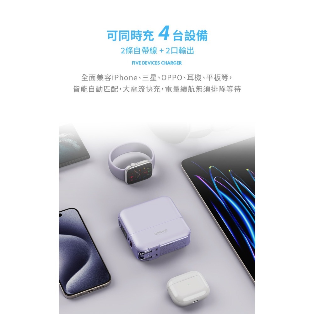 CB🌟G’FIVE 15000mAh大容量多功能行動電源 (附贈收納包) 台灣公司貨 自帶線 大容量-細節圖3