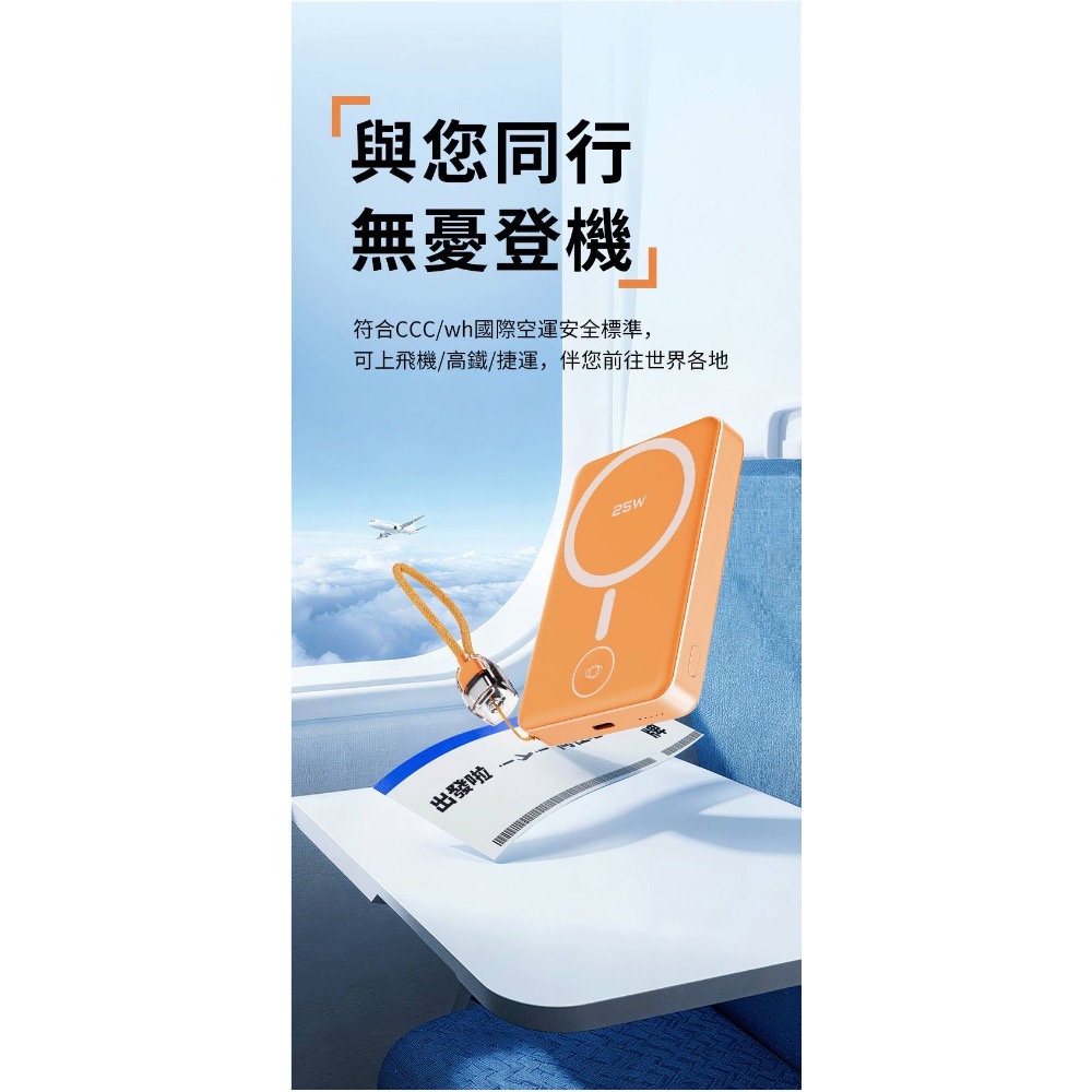 【King 】準固態行動電源 35w 磁吸無線行動電源 防爆 CCC認證 可登機 10000mAh 吊飾TypeC線-細節圖7
