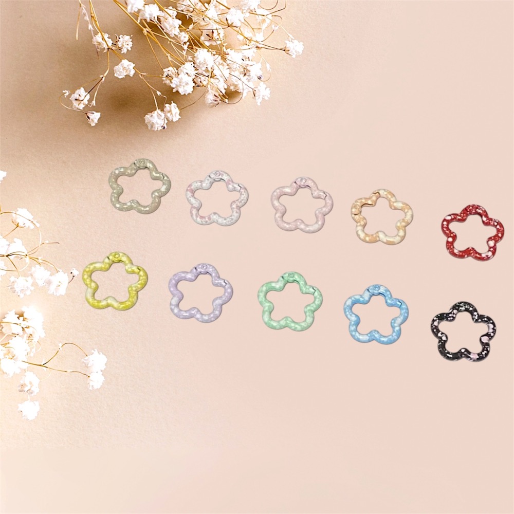 烤漆 水墨 彩色 花朵 櫻花 彈簧扣 吊墜配件 – 鑰匙扣 包包扣 掛鉤 配件 扣環 彈簧扣 金屬扣-細節圖3