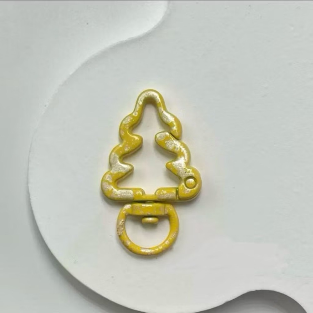 金屬 細閃 滴油 聖誕樹 烤漆 手繪花邊 – 鑰匙扣 包包扣 掛鉤 配件 扣環 彈簧扣 金屬扣-規格圖3