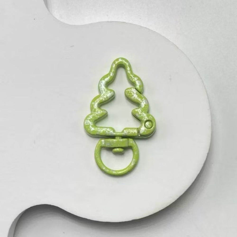 金屬 細閃 滴油 聖誕樹 烤漆 手繪花邊 – 鑰匙扣 包包扣 掛鉤 配件 扣環 彈簧扣 金屬扣-規格圖3