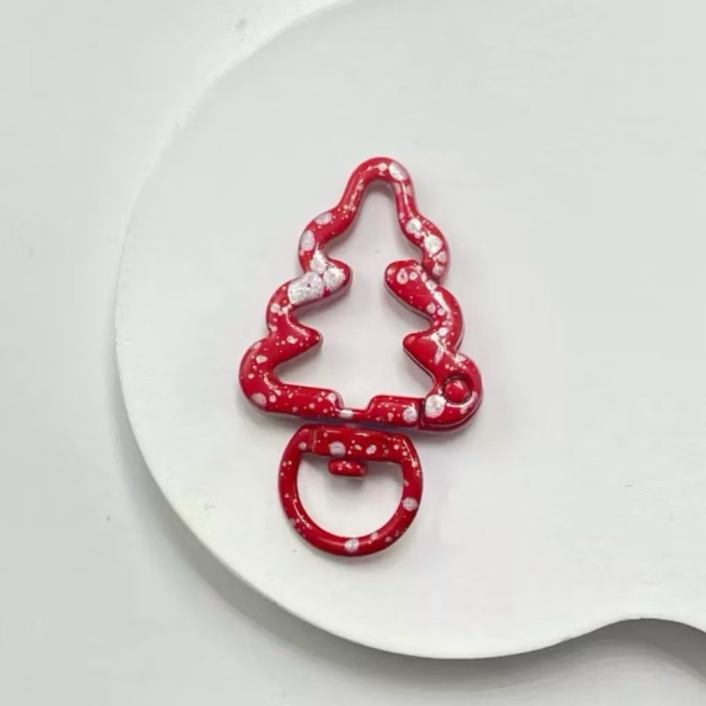 金屬 細閃 滴油 聖誕樹 烤漆 手繪花邊 – 鑰匙扣 包包扣 掛鉤 配件 扣環 彈簧扣 金屬扣-規格圖3