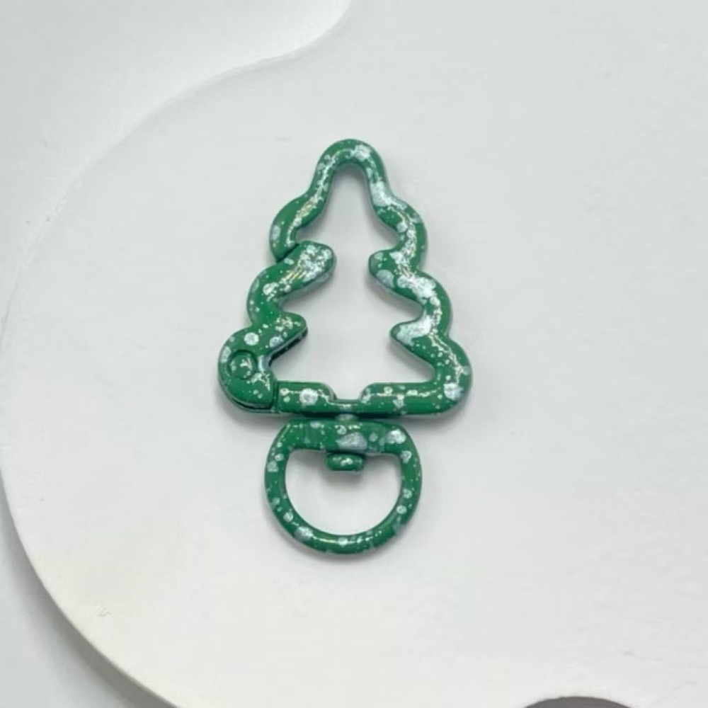 金屬 細閃 滴油 聖誕樹 烤漆 手繪花邊 – 鑰匙扣 包包扣 掛鉤 配件 扣環 彈簧扣 金屬扣-規格圖3