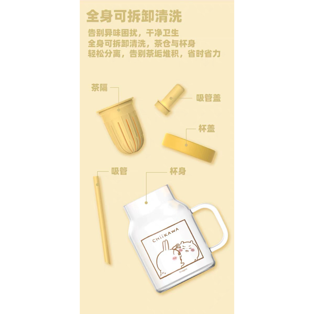 現貨 吉伊卡哇 ちいかわ Chiikawa  MINISO名創優品 玻璃杯 果茶杯 泡茶壺 吉伊 小八 烏薩奇-細節圖5