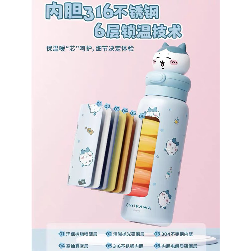 吉伊卡哇 ちいかわ Chiikawa  MINISO名創優品 吉伊 烏薩奇 吸管杯 大容量 保溫杯 水壺-細節圖3