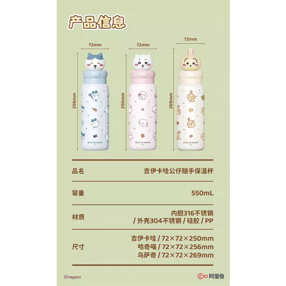 吉伊卡哇 ちいかわ Chiikawa  MINISO名創優品 吉伊 烏薩奇 吸管杯 大容量 保溫杯 水壺-細節圖6