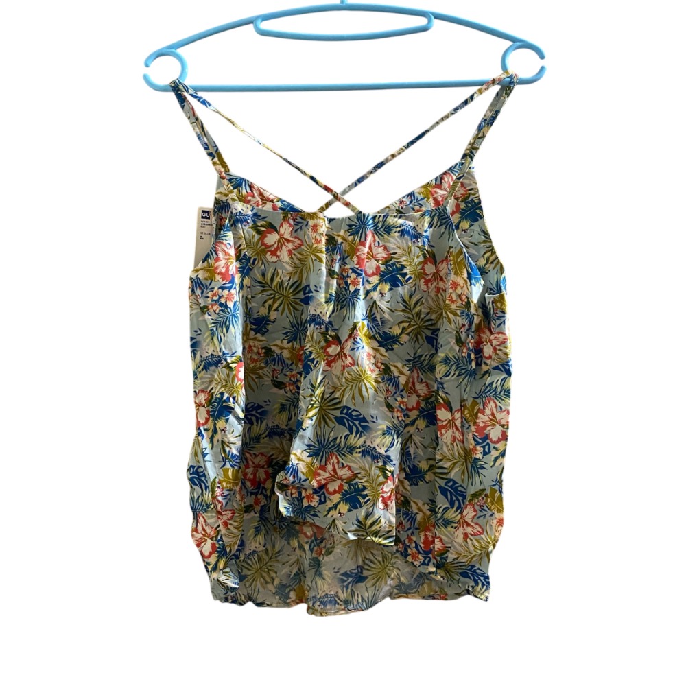 GU 女裝熱帶印花細肩帶背心 L號-細節圖2