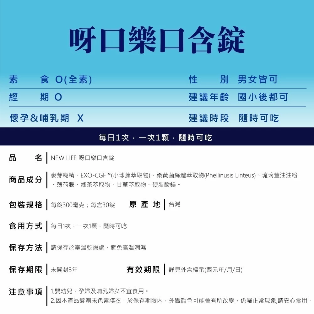 【明山玫伊 】呀口樂PLUS 口含錠 30錠/盒 EXO-CGF™ 小球藻 桑黃菌絲體-細節圖3