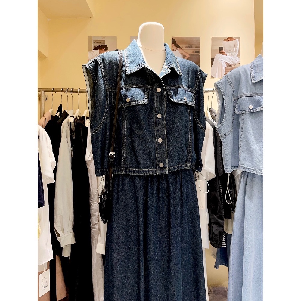 顯瘦簡約牛仔兩件式套裝-細節圖4