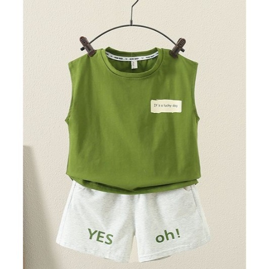 無袖背心＋運動短褲兩件套 👦-細節圖3