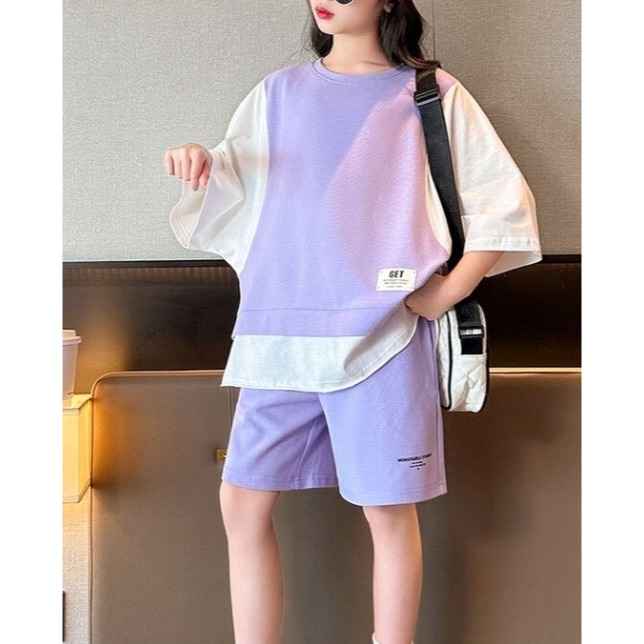 假兩件中袖T恤 + 運動短褲💖-細節圖2