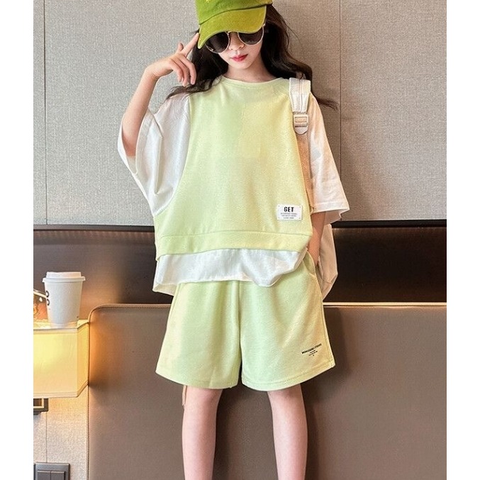 假兩件中袖T恤 + 運動短褲💖-細節圖3