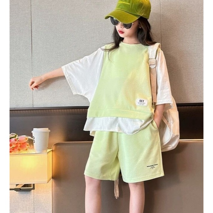 假兩件中袖T恤 + 運動短褲💖-細節圖4