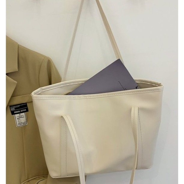 皮革風質感大托特包-細節圖5