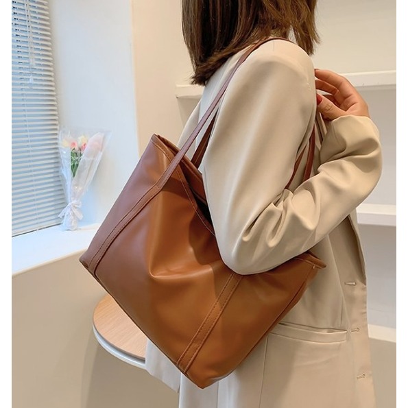 皮革風質感大托特包-細節圖8