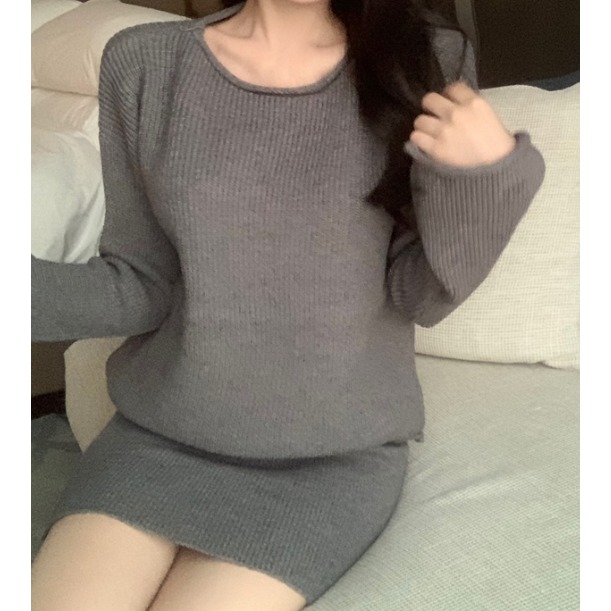 🧶 慵懶風針織套裝（毛衣＋裙子）-細節圖2