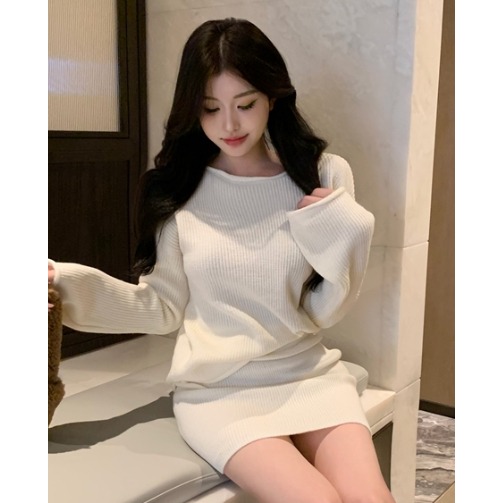 🧶 慵懶風針織套裝（毛衣＋裙子）-細節圖3