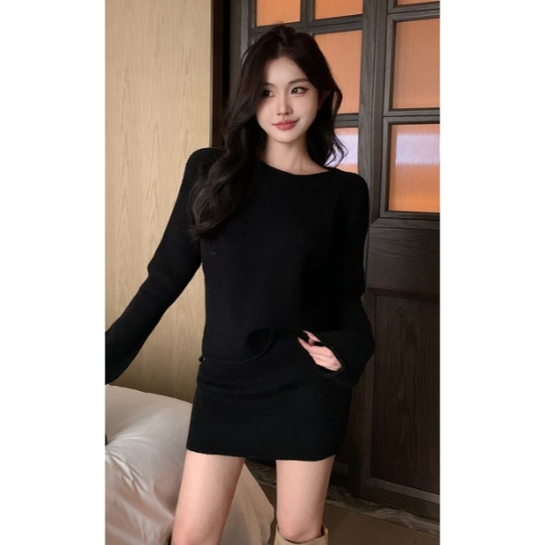 🧶 慵懶風針織套裝（毛衣＋裙子）-細節圖6